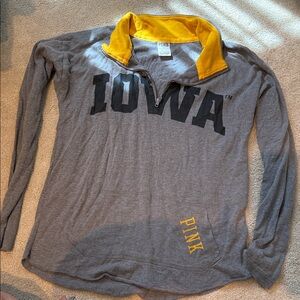 PINK Victoria's Secret Iowa Hawkeyes Gray and Yellow Top